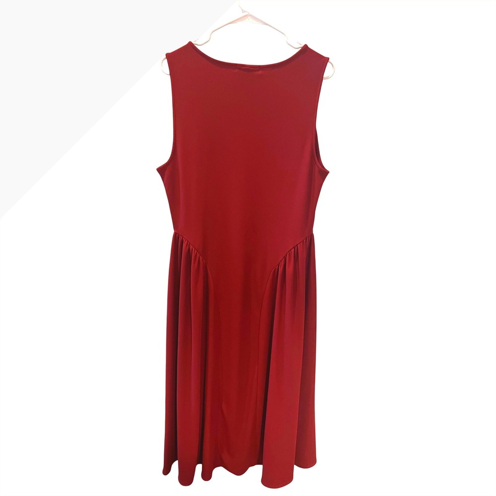Harlow & Rose Womens XL Burgundy Ribbed Sleeveless Fit & Flare Midi Dress Wine